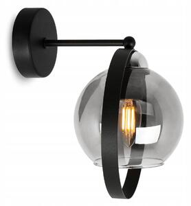 Nástenné svietidlo HAGA RING 1, 1x grafitové sklenené tienidlo (výber z 3 farieb uchytenia)