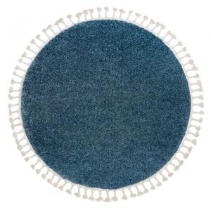 Okrúhly koberec BERBER 9000, modrý, strapce, Maroko Shaggy