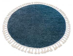 Okrúhly koberec BERBER 9000, modrý, strapce, Maroko Shaggy