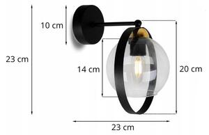 Nástenné svietidlo Haga Ring 1, 1x transparentné sklenené tienidlo (výber z 3 farieb uchytenia)