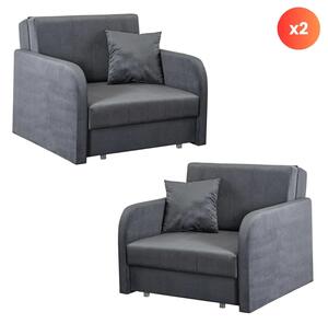 NovýNábytok.sk Rozkladacie kreslo 2 ks Verne 1 (sivá) . Akcia -20%. Vlastná spoľahlivá doprava až k Vám domov. 1129057