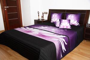 Luxusné prehozy na posteľ 3D s fialovou podtlačou a kvetmi Šírka: 220 cm | Dĺžka: 240 cm