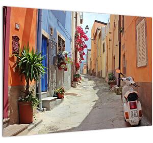 Sklenený obraz ulice na Sardínii (70x50 cm)