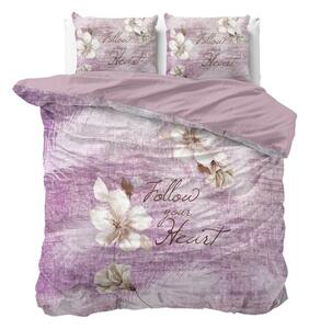 Luxusné bavlnené posteľné obliečky fialovej farby s nápisom 200 x 200 cm Fialová