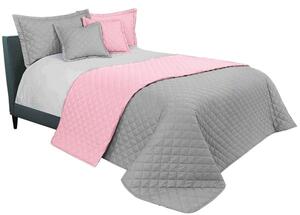 Kvalitný prehoz na manželskú posteľ v sivo ružovej farbe 220 x 240 cm Ružová