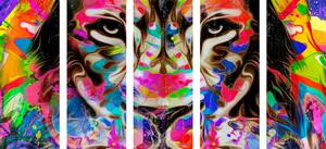 5-dielny obraz farebná hlava leva