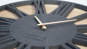 Luxusné drevené hodiny s priemerom 50cm ROMAN LOFT Čierna