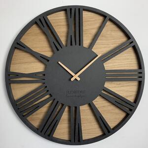 Luxusné drevené hodiny s priemerom 50cm ROMAN LOFT Čierna