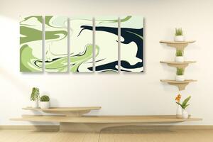 5-dielny obraz abstraktný vzor materiálov zelený