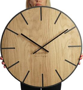 Veľké drevené hodiny v hnedej farbe 60cm Hnedá