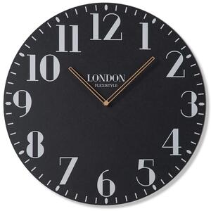 Retro nástenne hodiny v čiernej farbe LONDON RETRO 50cm Čierna