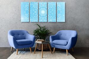 5-dielny obraz modrý kvet Mandaly