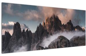 Obraz - Talianske dolomity schované v hmle (120x50 cm)