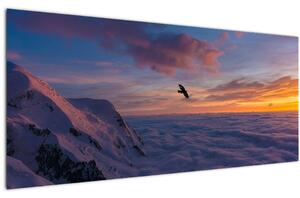 Obraz pri západe slnka, Mt. blanc (120x50 cm)