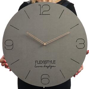 Luxusné hodiny z dreva v sivej farbe s priemerom 50cm Sivá