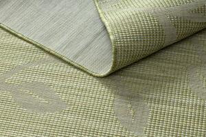 Šnúrkový koberec SIZAL PATIO 3045 Lístie, plocho tkaný, béžovo - zelený