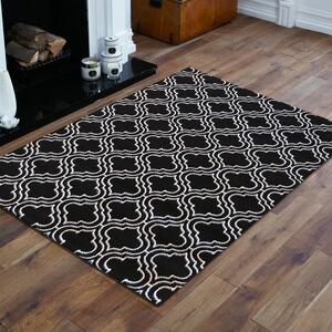 Kvalitný škandinávsky koberec v čiernej farbe s bielym vzorom Čierna Šírka: 200 cm | Dĺžka: 290 cm