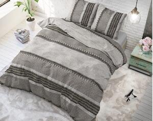 Bavlnené posteľné obliečky s pruhovaným motívom RIVER STRIPES 200 x 220 cm Sivá