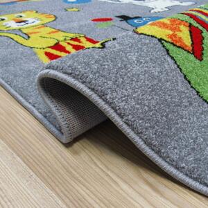 Sivý detský koberec s veselými obrázkami Sivá Šírka: 120 cm | Dĺžka: 170 cm