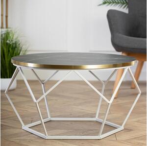 Konferenčný stolík DIAMOND 40x70 cm zlatá/čierna/biela