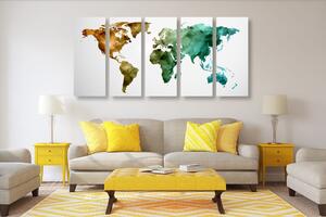 5-dielny obraz farebná polygonálna mapa sveta