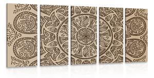 5-dielny obraz Mandala s abstraktným prírodným vzorom