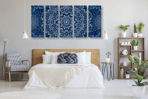5-dielny obraz modrá Mandala s abstraktným vzorom
