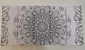 5-dielny obraz abstraktná kvetinová Mandala v čiernobielom prevedení