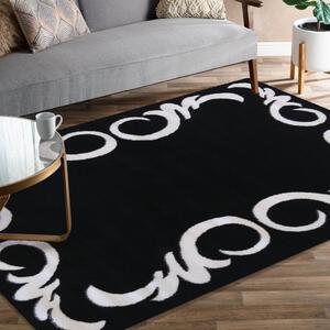 Čierny koberec s bielym ornamentom Čierna Šírka: 80 cm | Dĺžka: 150 cm