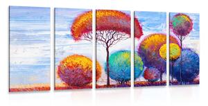 5-dielny obraz jesenný les