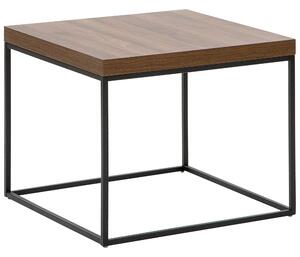 Odkladací stolík tmavé drevo čierne kovové nohy 50 x 60 x 60 cm obdĺžnikový industriálny glamour dizajn