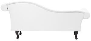 Leňoška biela z umelej kože s gombíkmi a mäkkým čalúnením pravostranná zaoblené opierky