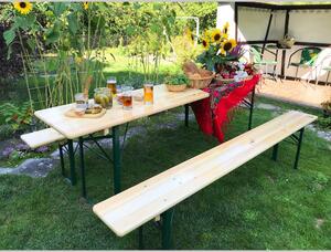Komplet drevených lavičiek a pevného stola 70 x 220 cm Hnedá