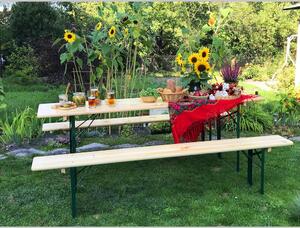 Stôl na záhradu s dvoma lavičkami 60 x 220 cm Hnedá