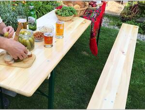 Veľký záhradný stôl s borovicového dreva s lavičkami 80 x 220 cm Hnedá