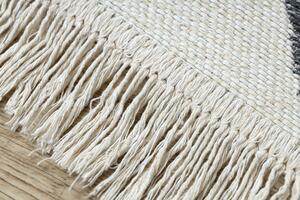 Obojstranný šnúrkový ekologický koberec TWIN 23000 Boho, so strapcami, antracit - krémový