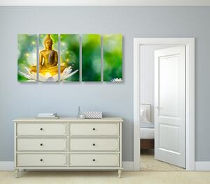 5-dielny obraz zlatý Budha na lotosovom kvete