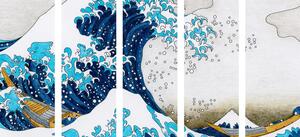 5-dielny obraz reprodukcia Veľká vlna z Kanagawa - Kacušika Hokusai