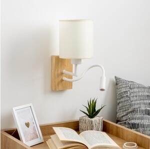 Brilagi - LED Flexibilná nástenná lampa NUBILA WOOD 1xE27/25W/230V + LED/3W dub/biela/krémová