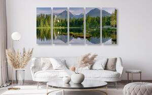 5-dielny obraz nádherná panoráma hôr pri jazere