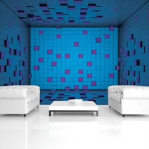 Fototapeta - 3D miestnosť z modrých kociek (152,5x104 cm)