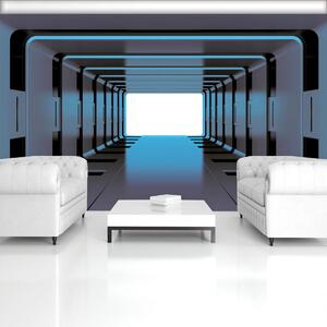 Fototapeta - Modrý 3D tunel (152,5x104 cm)