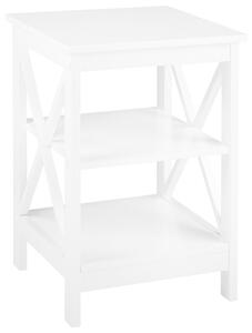 Odkladací stolík biely MDF 40 x 40 cm štvorcový s 2 policami moderný industriálny štýl