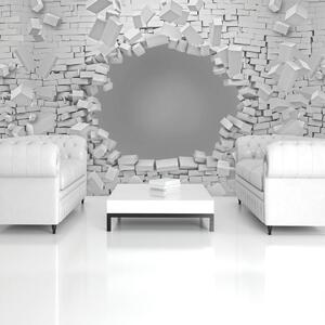 Fototapeta - 3D explózie tehlové múry (152,5x104 cm)