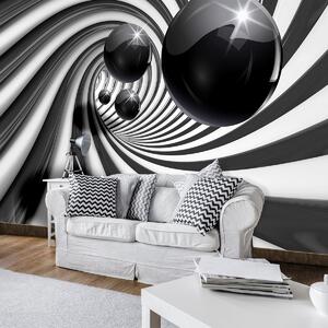 Fototapeta - 3D čiernobiely tunel (254x184 cm)