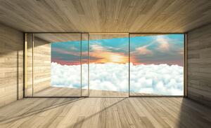 Fototapeta - Moderný dom - pohľad na mraky (254x184 cm)