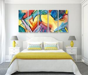5-dielny obraz pestrofarebné abstraktné umenie