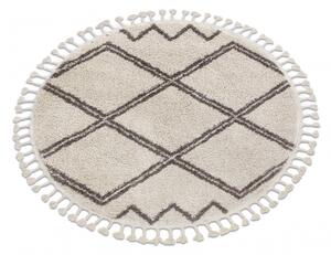 Okrúhly koberec BERBER ASILA, krémovo - hnedý, strapce, Maroko Shaggy