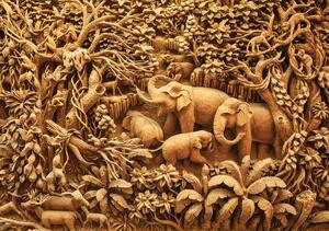 Fototapeta - Reliéf rodiny slonov (152,5x104 cm)