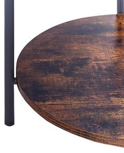 Odkladací stolík tmavé drevo a čierna drevotriesková doska železný podstavec ø 41 cm okrúhly servírovací industriálny dizajn